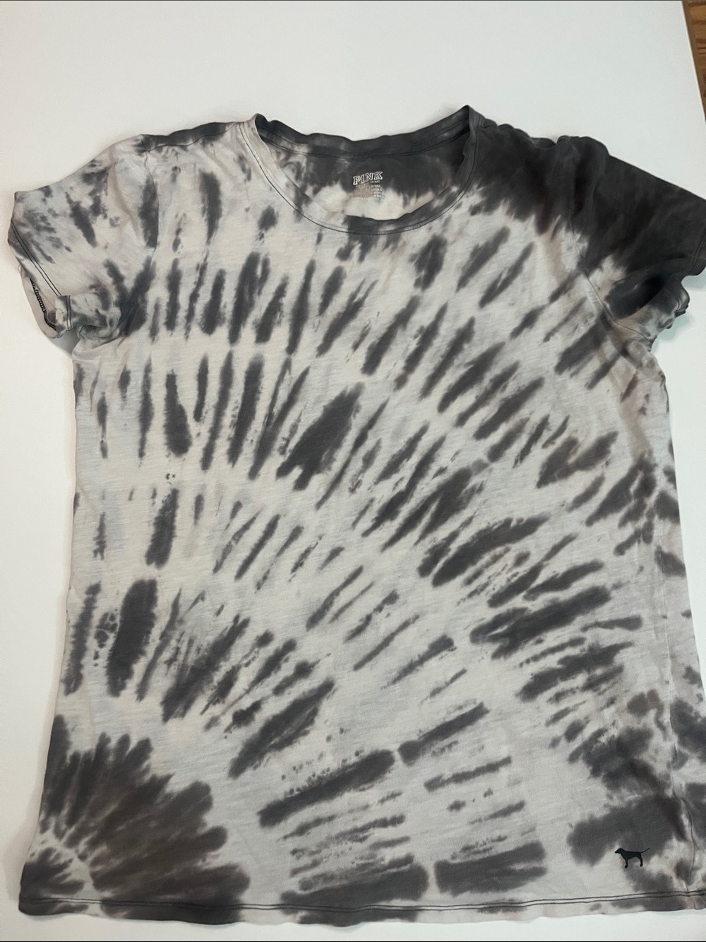 PINK Victoria's Secret Black & White Tie-Dye Short Sleeve Tee